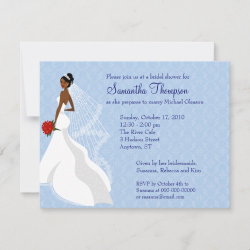 Flirty Sapphire Bridal Shower Invitation