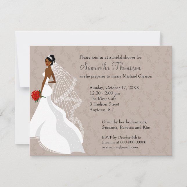 Flirty Taupe Bridal Shower invitation (Front)