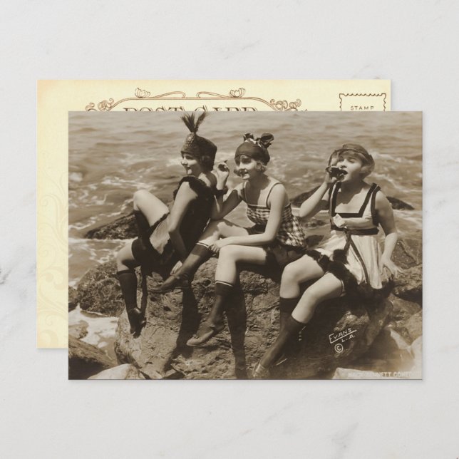 Flirty Vintage French Postcards Party Girls | Zazzle