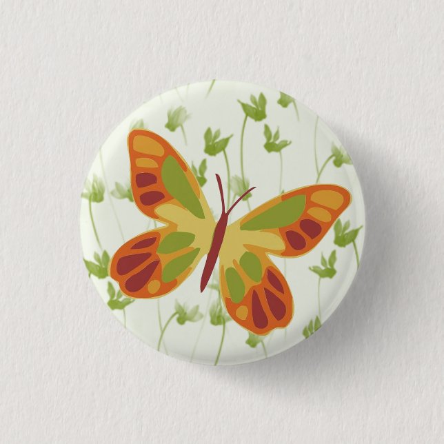 Flitting Butterfly in Grass Pinback Button (Front)