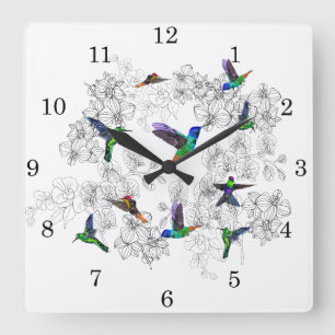 Fliyng Birds Wall Clock with Orchids