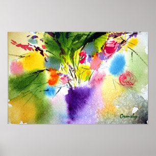 flloral with purple vase- poster