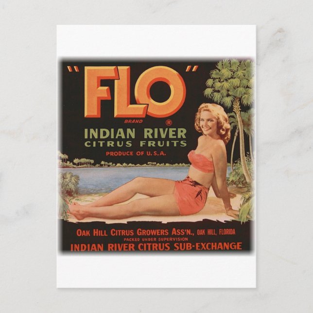 Flo Oranges Vintage Postcard (Front)