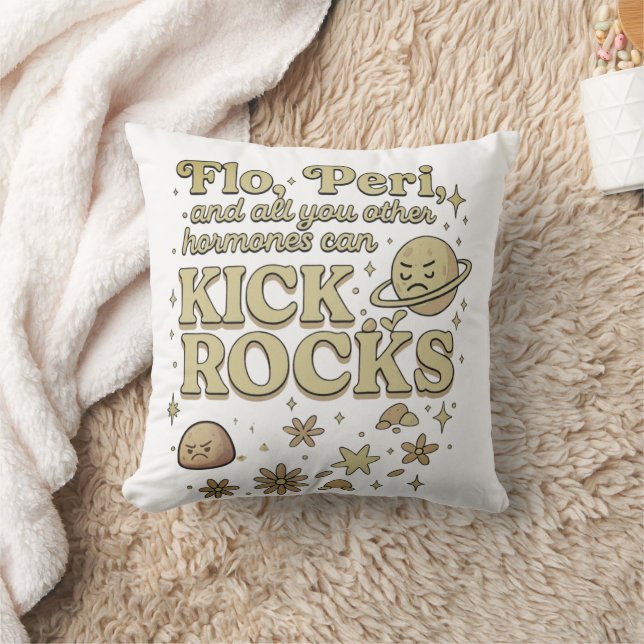 Flo & Peri Can Kick Rocks Throw Pillow (Blanket)