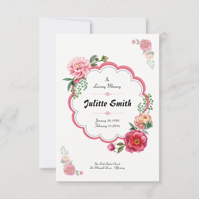 Floal Funeral Card Template (Front)