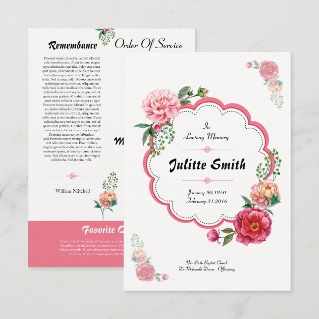 Floal Funeral Program Flyer (Front/Back)