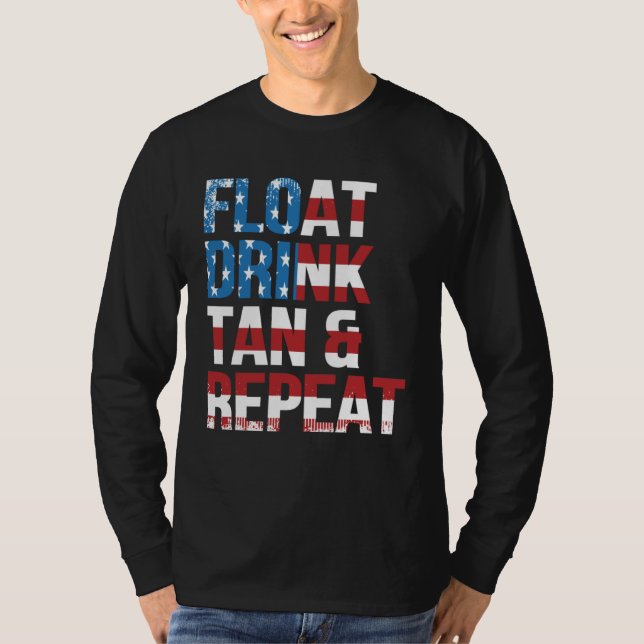 Float Drink Tan Repeat Summer Beach Vacation Vinta T-Shirt (Front)
