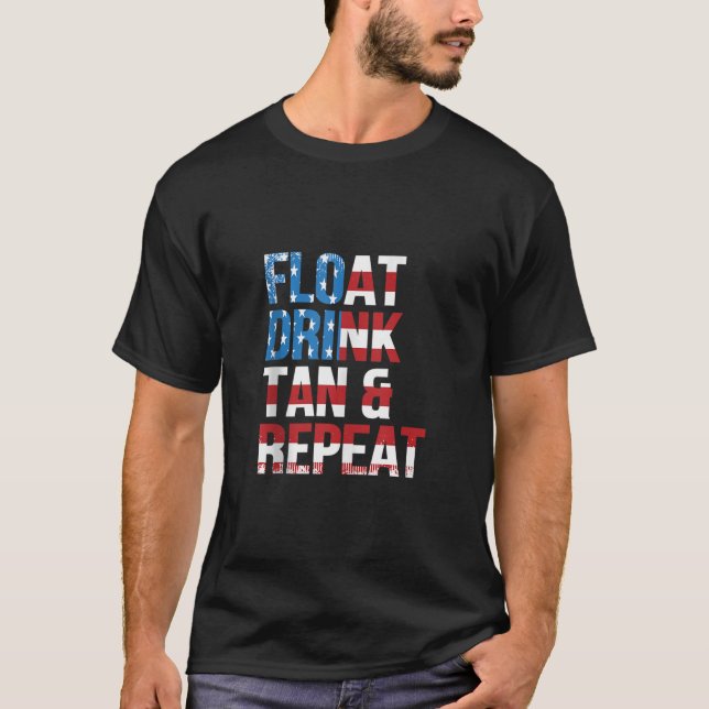 Float Drink Tan Repeat Summer Beach Vacation Vinta T-Shirt (Front)