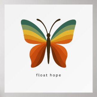 Float Hope Retro Rainbow Butterfly Giclee Print Holder