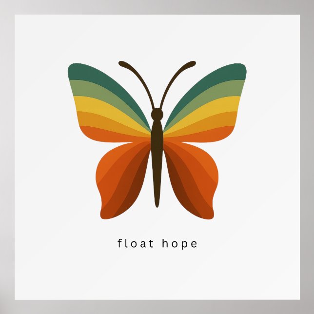 Float Hope Retro Rainbow Butterfly Giclee Print Holder (Front)