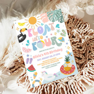 Float Into Four Pool Party Summer 4th Birthday Invitation