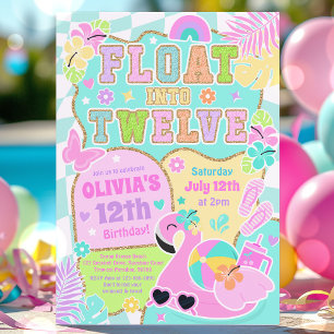 Float Into Twelve Varsity Preppy Girl 12th Party Invitation