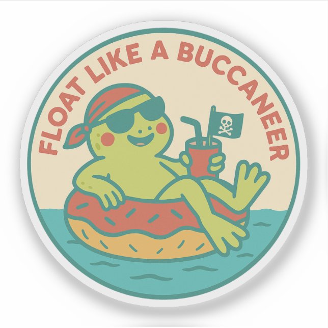 Float Like A Buccaneer Frog Sticker (Front)