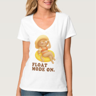 Float Mode On: Summer Cat Lemon Pool Party Art T-Shirt