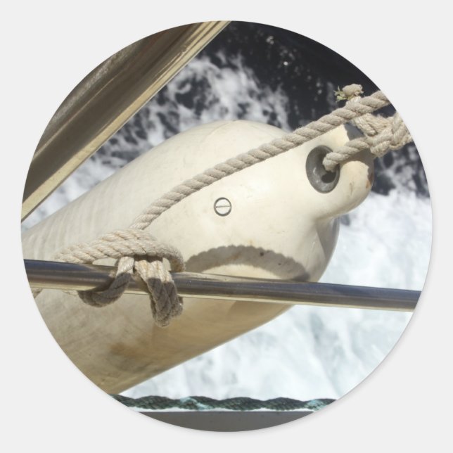 Float on a Boat at Sea Stickers (Front)