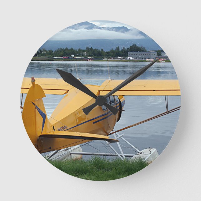 Float plane 6, Lake Hood, Anchorage, Alaska, USA Round Clock (Front)