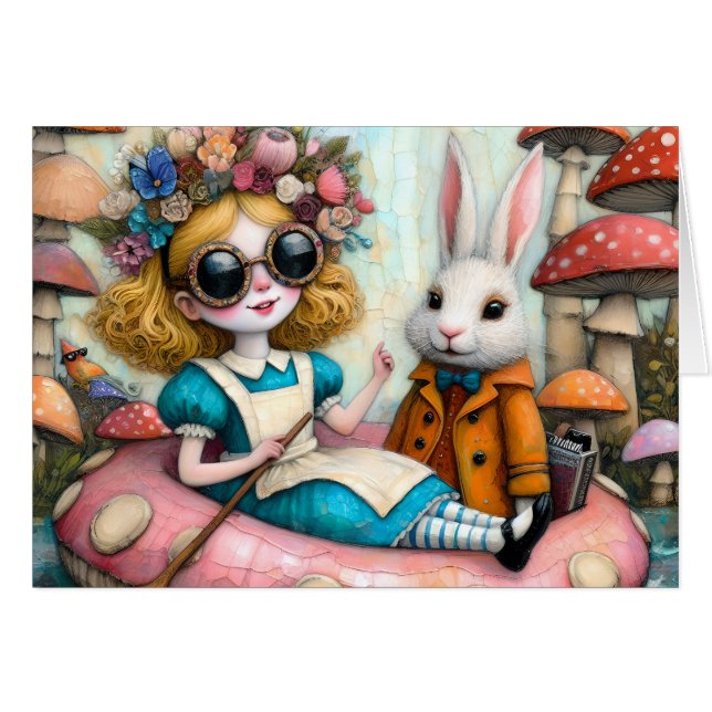 Float Trip Fantasy Alice and White Rabbit, Hello Cards (Front Horizontal)