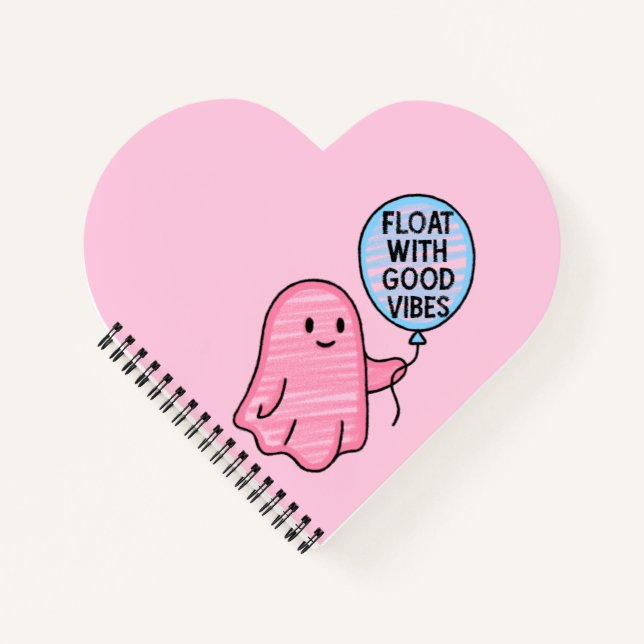 Float with good vibes cute boo design notebook (Front)