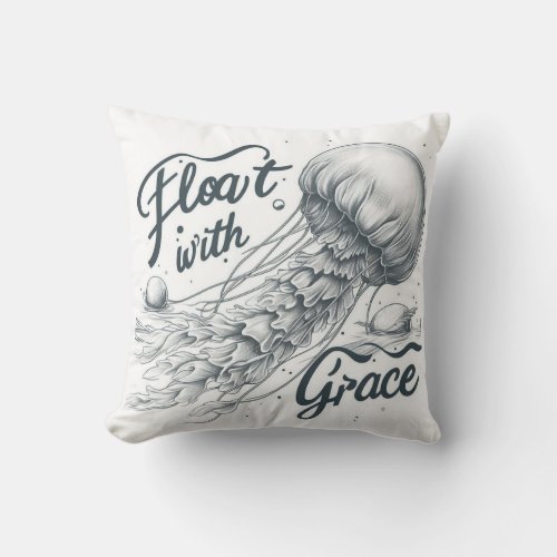 Float with Grace Ethereal Jellyfish Art     Throw Pillow