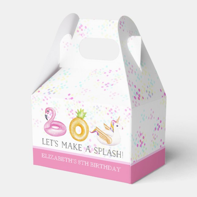 Floatie Pool Party Birthday Favor Box (Back Side)