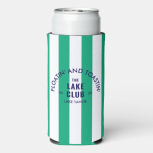 Floatin' And Toastin' The Lake Club Green Stripe Seltzer Can Cooler