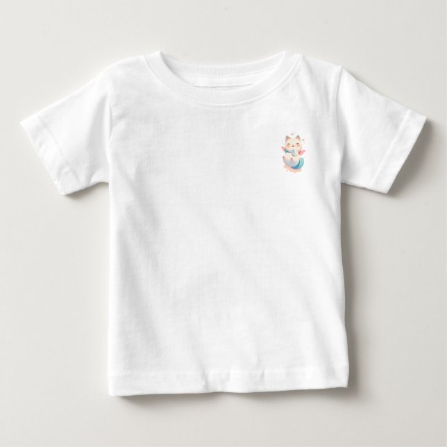 Floating Angel Cat - Whimsical Pastel Fantasy Art Baby T-Shirt (Front)