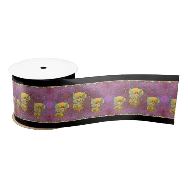 Floating Angels Christmas Satin Ribbon (Spool)