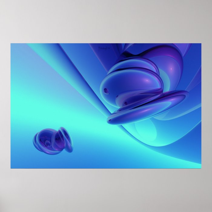 Floating at sunrise   3D abstract poster