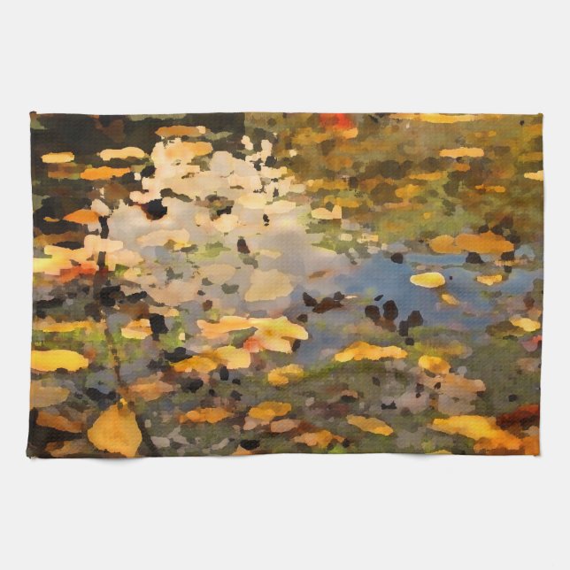 Floating Autumn Leaves Abstract Towel (Horizontal)