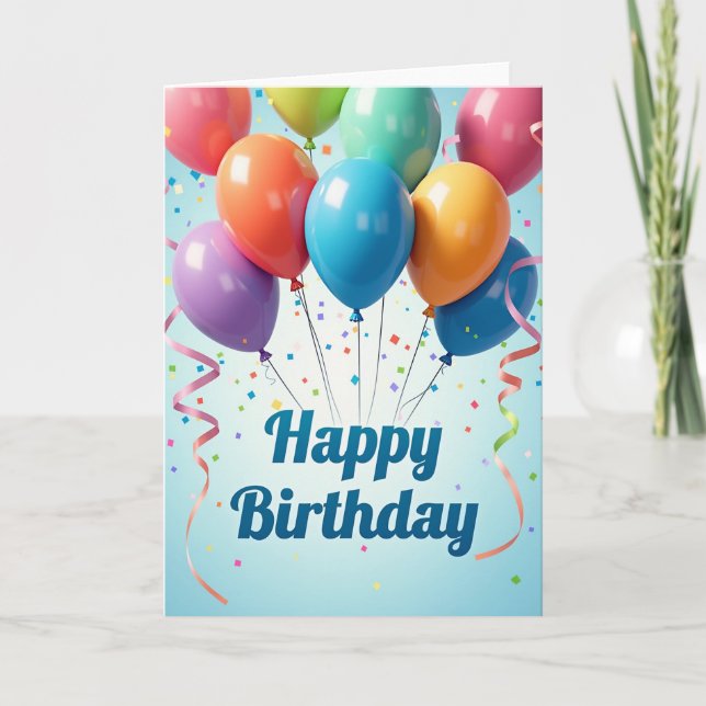 Floating Balloon Birthday Card (Front)