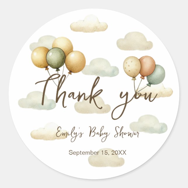 Floating Balloons Adventures Thank you Classic Round Sticker (Front)