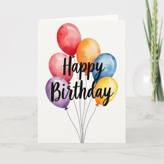 Floating Balloons Birthday Card (Front)