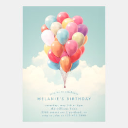 Floating Balloons in the Sky Birthday Invitation