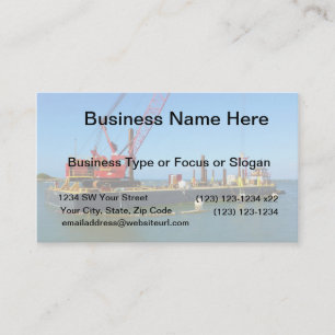 Floating Barge with crane colorful Business Card
