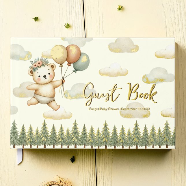 Floating Bear Adventures Baby Shower Foil Guest Book (Floating Bear Adventures Baby Shower Foil Guest Book)
