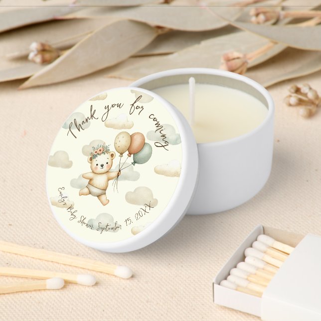 Floating Bear Adventures Baby Shower Mini Candle Favors (Insitu)