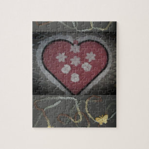Floating Blossomed Heart & Butterfly Jigsaw Puzzle