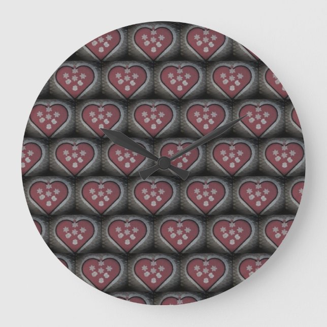 Floating Blossomed Hearts Large Clock (Front)