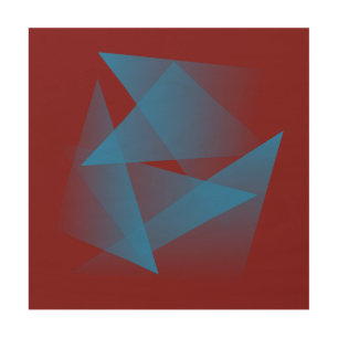 Floating blue fragments wood wall art