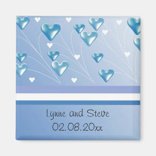 Floating Blue Hearts Save the Date Magnet