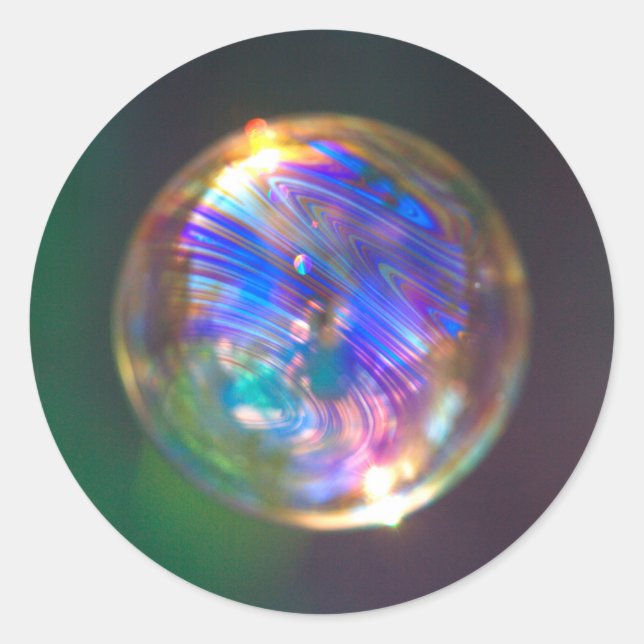 Floating Bubble Reflection Classic Round Sticker (Front)
