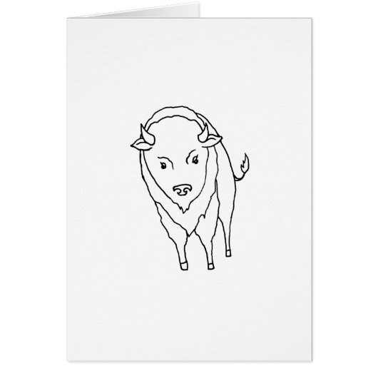 Floating Buffalo Bison Bull - fun line drawing art Cards (Front)