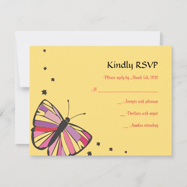 FLOATING BUTTERFLY Bat Mitzvah Reply Card (Front)
