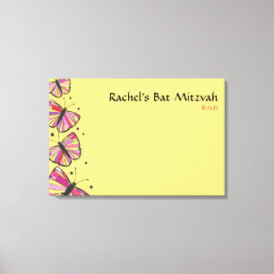 FLOATING BUTTERFLY Bat Mitzvah Sign-In Board Canvas Print
