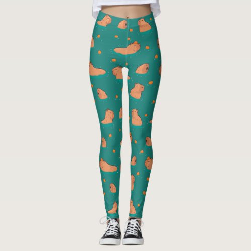 floating capybaras with orange leggings