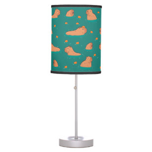 floating capybaras with orange table lamp