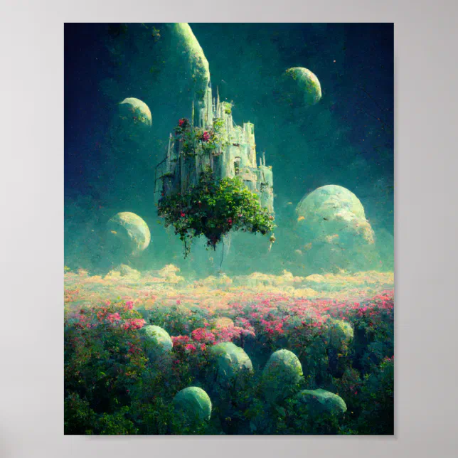 Floating Castle Fantasy Art Poster | Zazzle