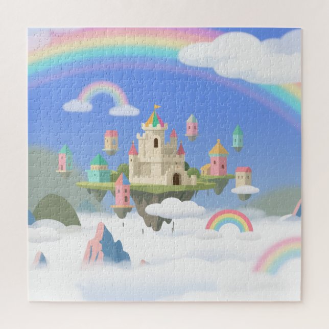 Floating Castle Rainbow Clouds Fantasy Puzzle  (Vertical)