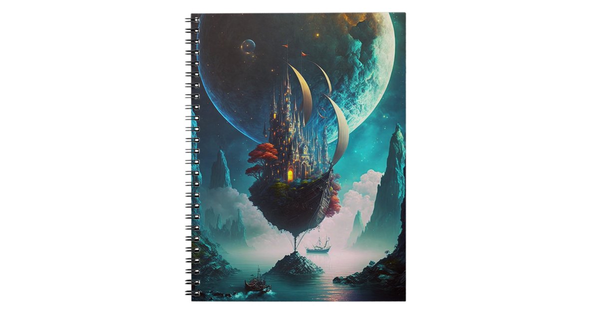 Floating Castle Ship Fantasy Art Notebook | Zazzle