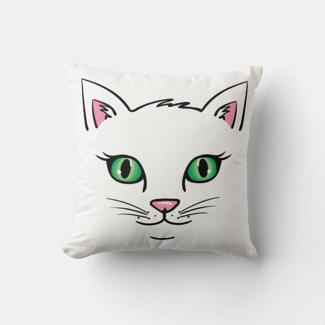 Floating Cat Face  Throw Pillow (Front)